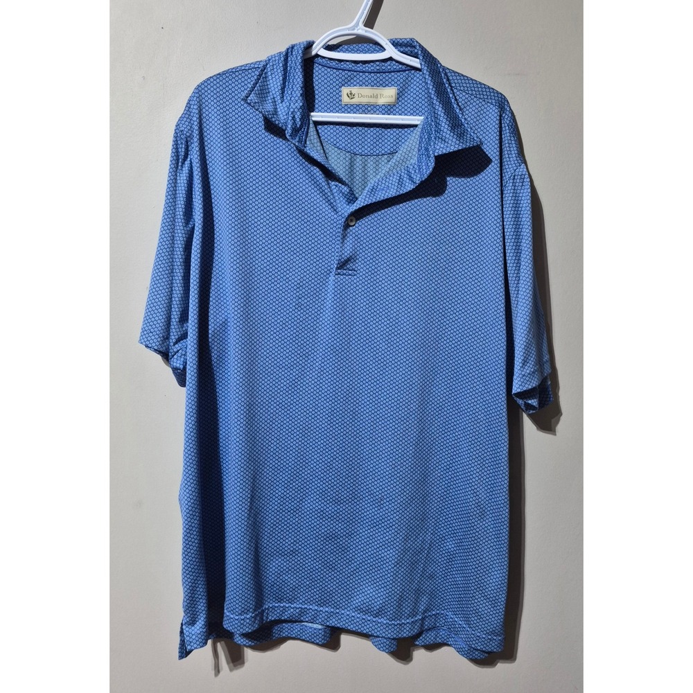 Donald Ross Mens XL Blue Geometric Print Performance Golf Polo Shirt Worcester